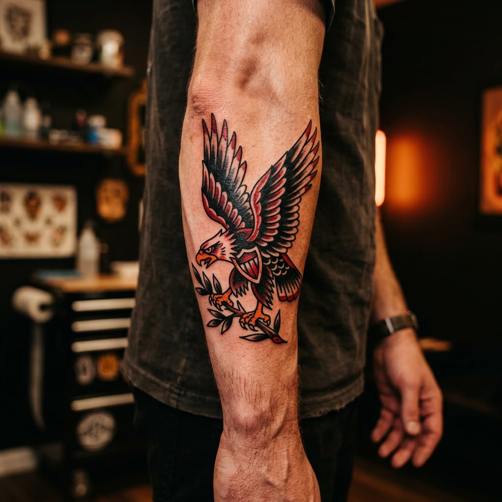 Tattoo portfolio piece — traditional eagle