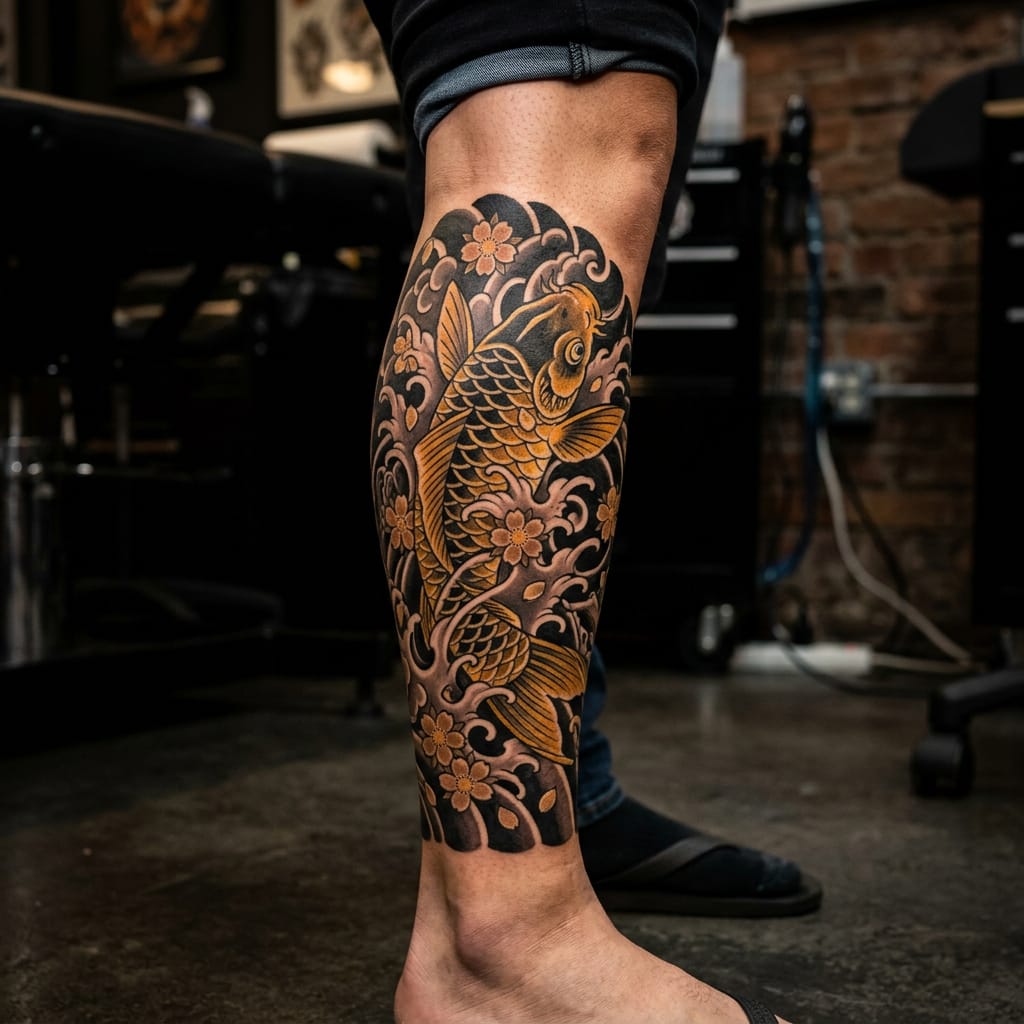 Tattoo portfolio piece — Japanese koi